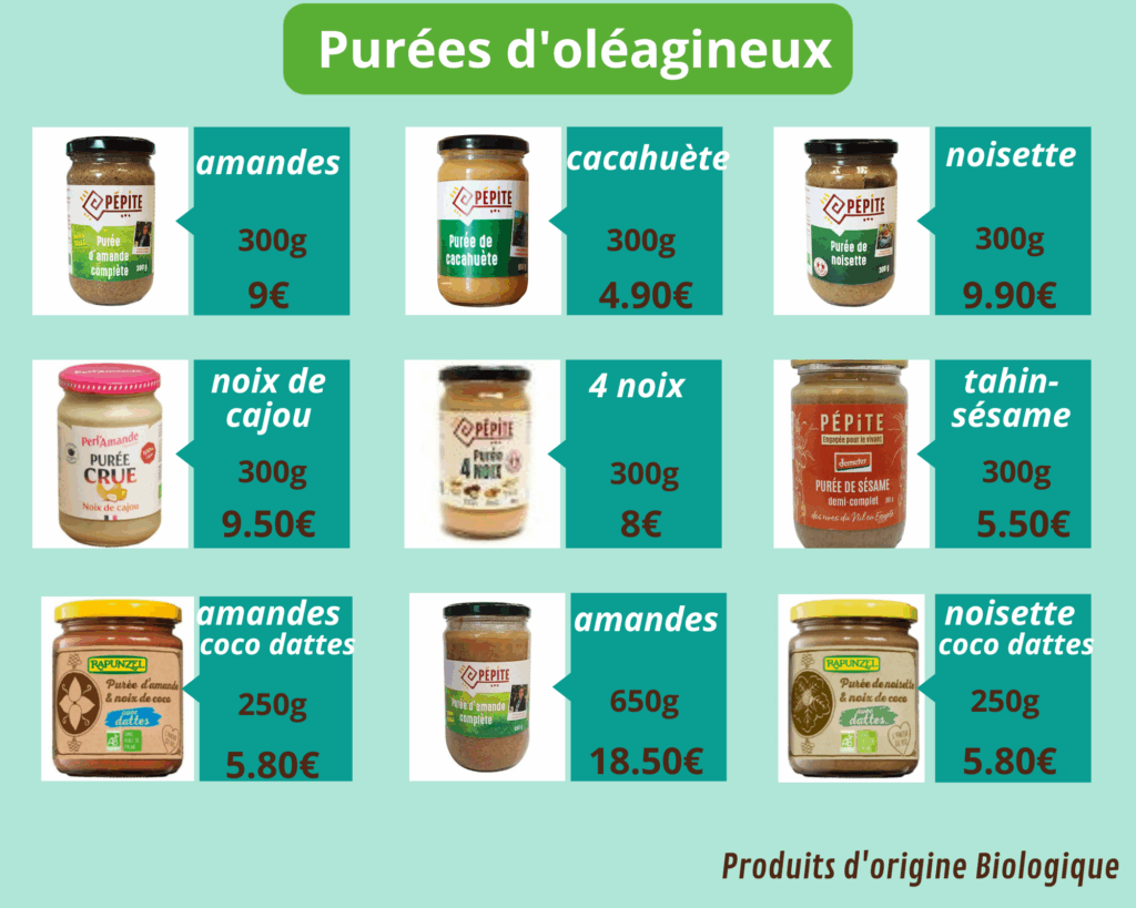 purées d'oléagineux