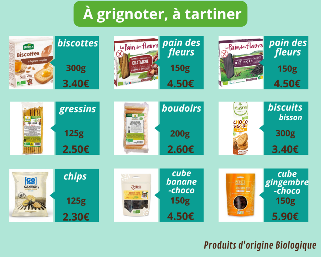 à grignoter, à tartiner