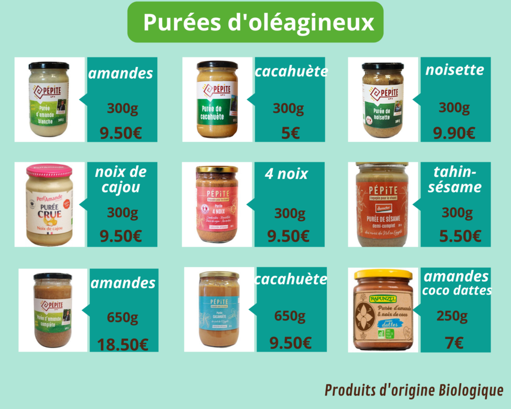 purées d'oléagineux